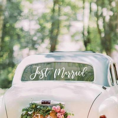 Just Married Car Sticker Wedding Bridal Shower Party Decoration Supplies Home Room DIY Vinyl Decals Removable Window Murals Gift