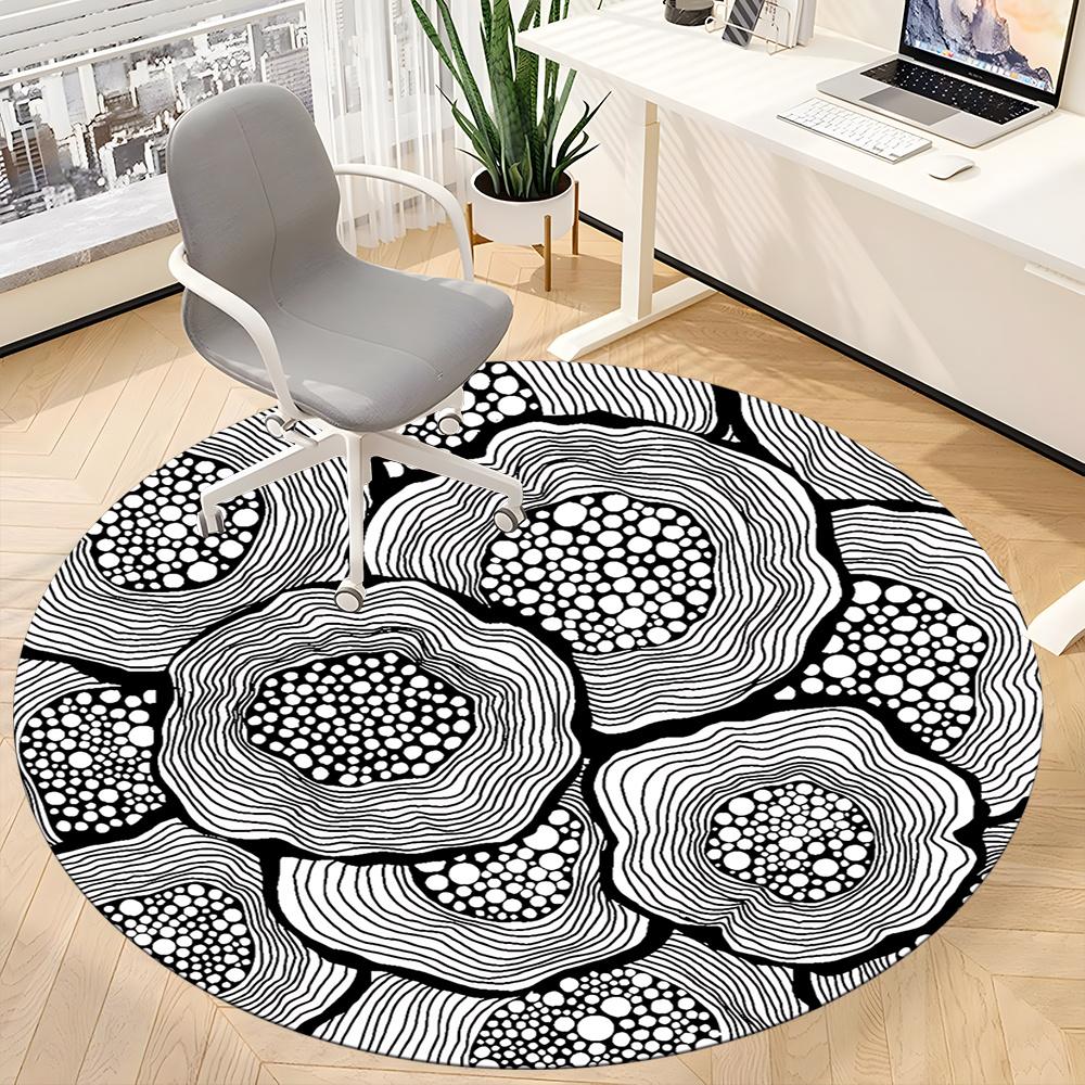 1pc Circles Patterns Office Round Area Rug, Indoor Mat Suitable ForOffice, Under Office Chairs Bedroom Living Room Home Decor, Room Deco 005