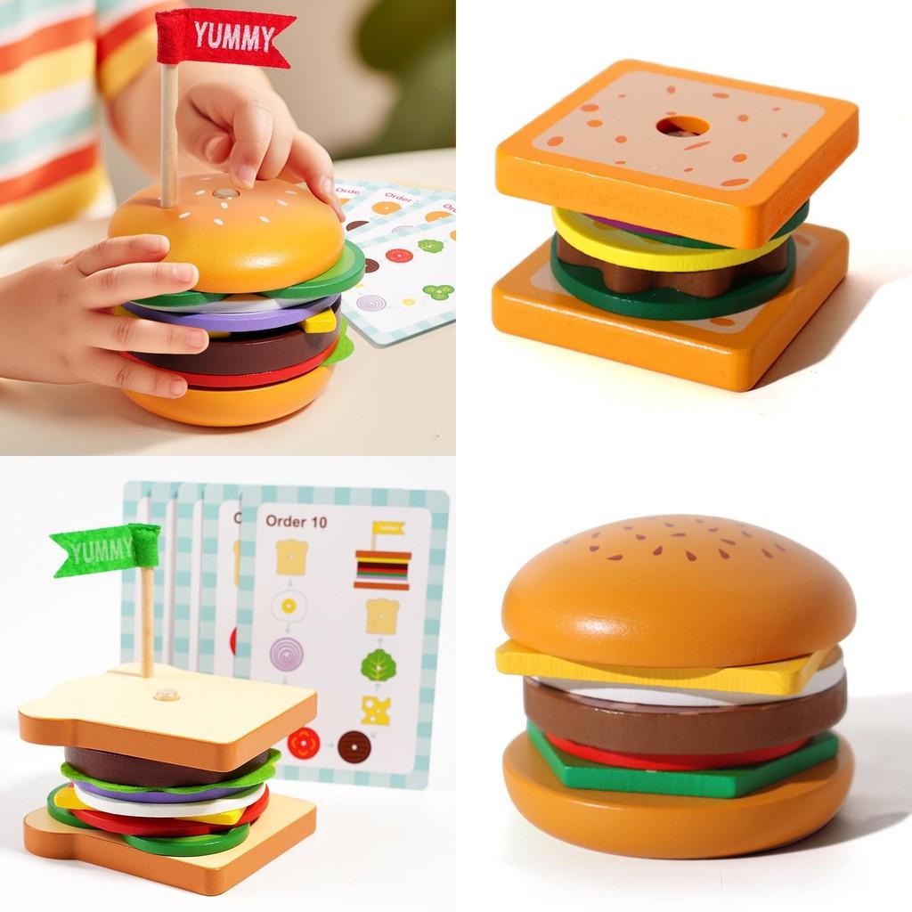 Kids Food Wooden Set With Sandwich And Burger For Interaction Play Learning And