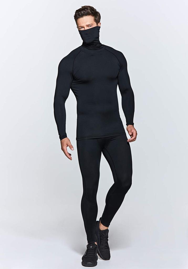 Tesla Long Sleeve Compression Undershirt with Mask UV Sports Turtleneck Base for and More Men's [Stretchable, Protection, Sweat-Wicking,