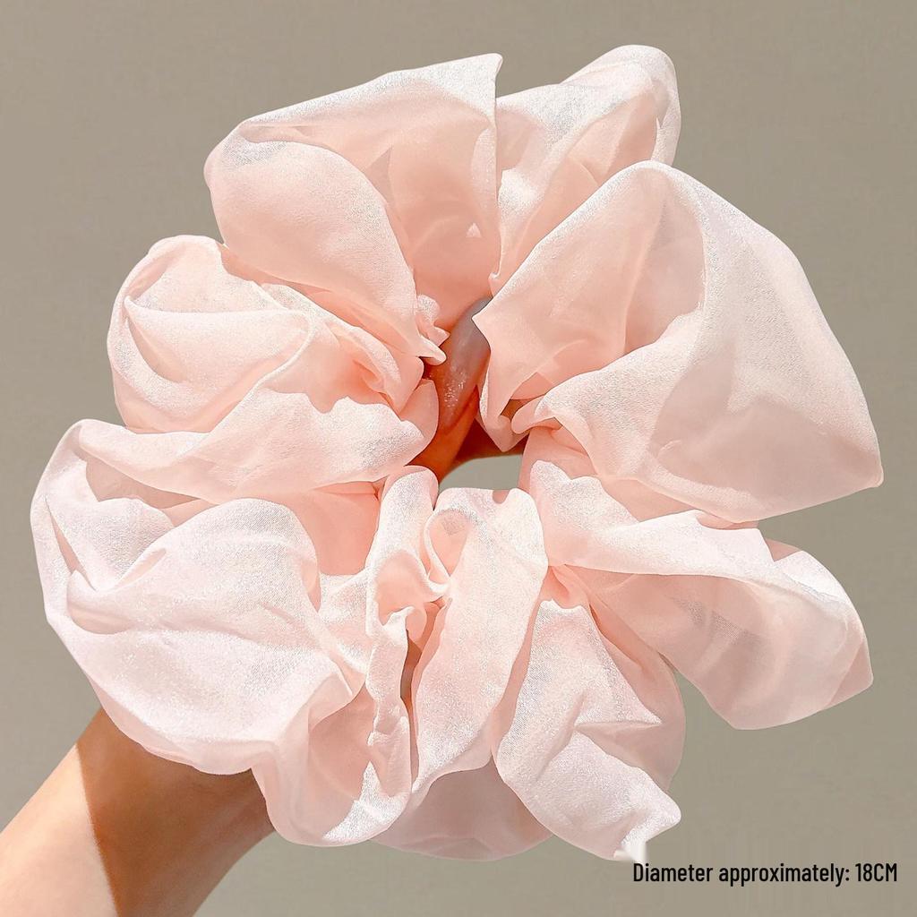 Premium Pink Mesh Scrunchies for Women - Stylish Hair Ties & Ponytail Accessories