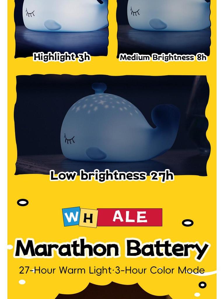 Whale Silicone Night Light: Cute Cross-Border Souvenir for Baby's Bedroom and Bedside