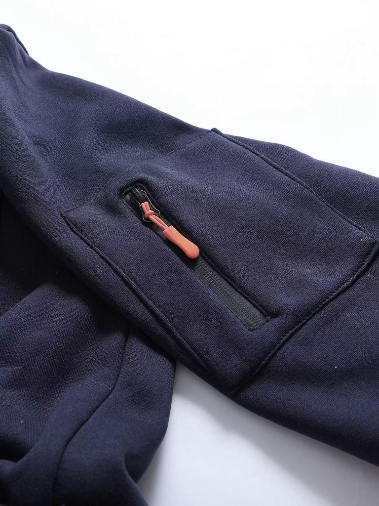Men's Multi-Pocket Fleece Lined Hoodie Jacket - Casual and Versatile for Autumn/Winter