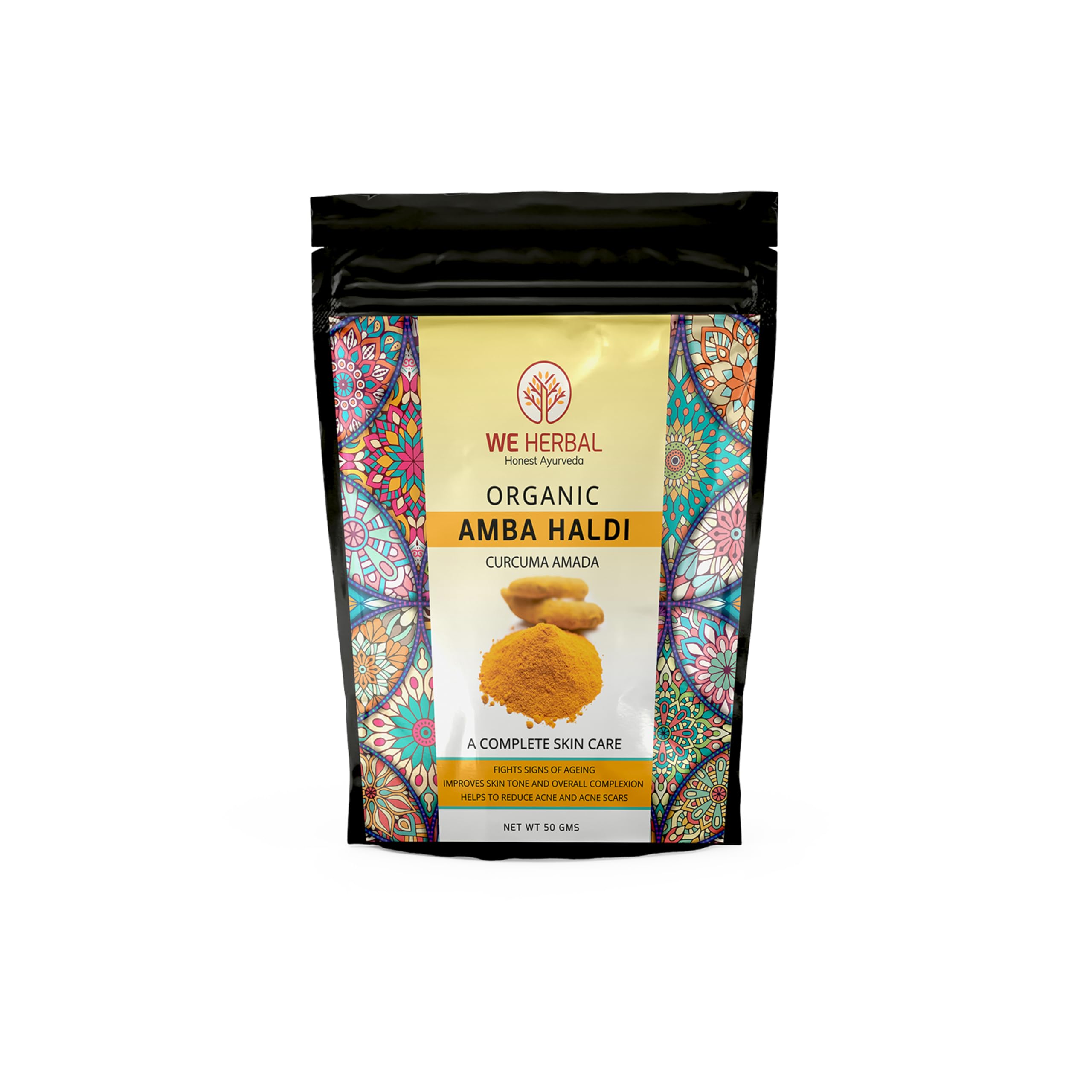 

We Herbal Amba Haldi Powder for Skin 50g, Pure medicinal Turmeric Powder for Face and Body Care, Helps Reduce Pigmentation Tan and Dark Spots, Pr