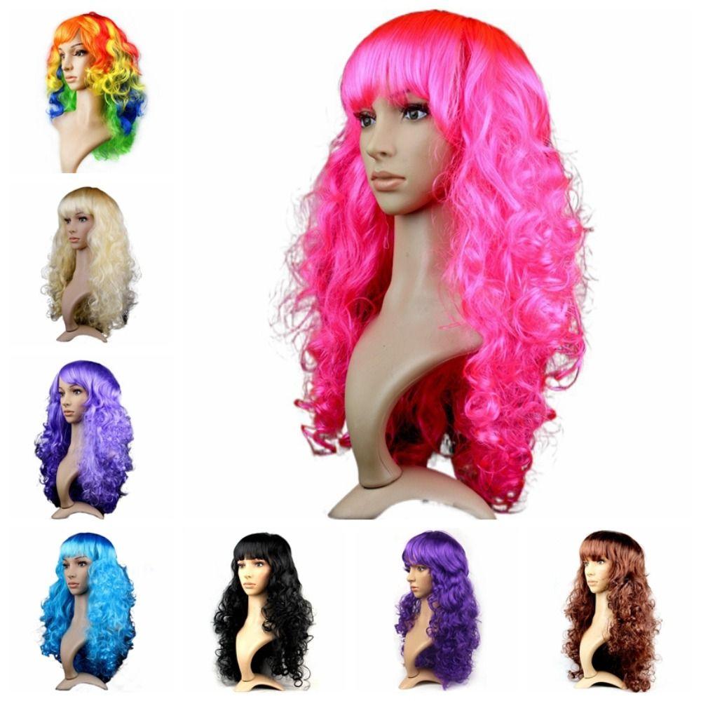 Dress Up Carnival Long Wig Funny Lady Colored Wig Cosplay Party Curly Hair Birthday Party