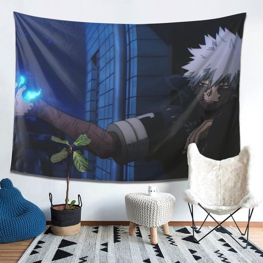 My Hero Academia Dabi Anime Manga MHA Blueflame Tapestry Wall Hanging Aesthetic Home Decor Tapestries for Living Room Bedroom