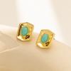 Plated Gold Classy Earrings Fashionable Natural Stone Geometric Studs Women For