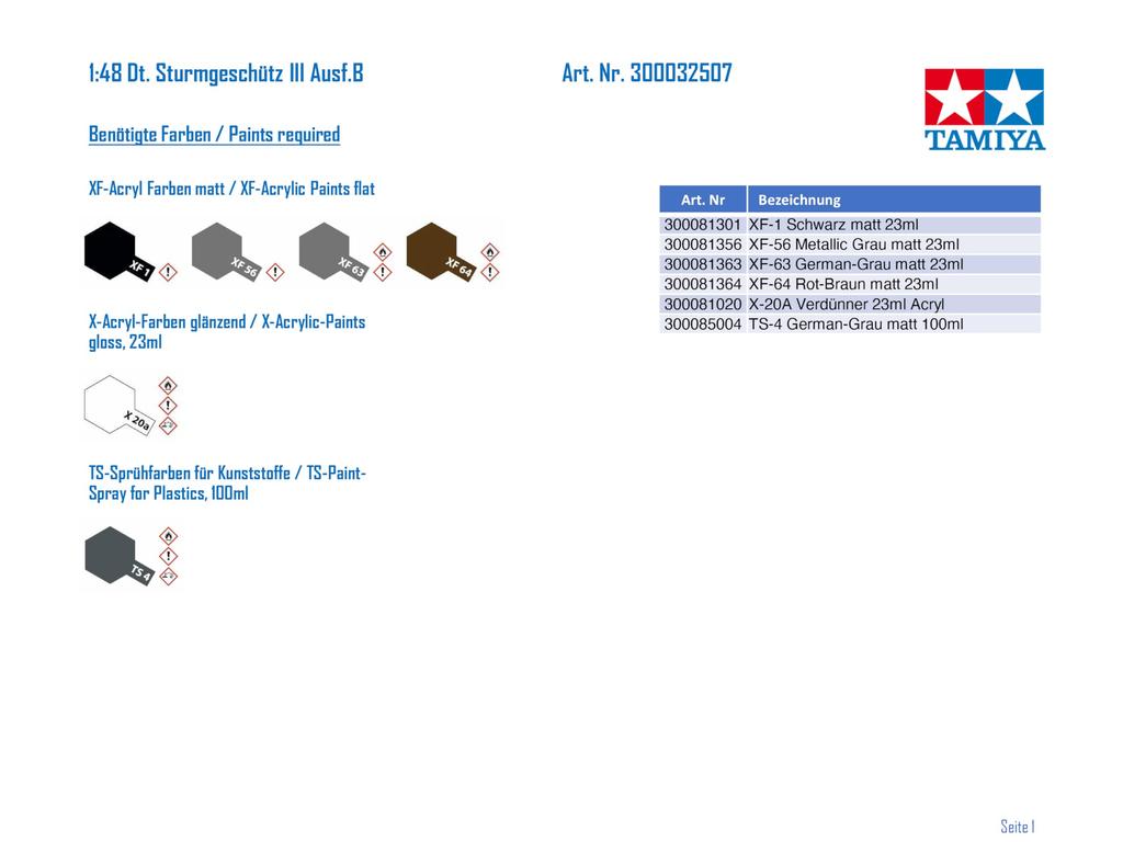 Tamiya Serie Miniature Militari Esercito Tedesco III B Kit Modello in Plastica 32507 1/48 N.07 Sturmgeschütz Ausf.
