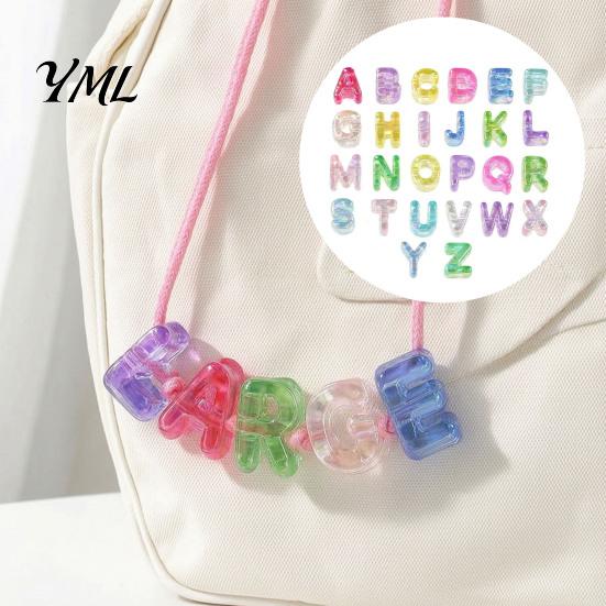 Alphabet Beads for Keychain Crafts 26Pcs A to Z Acrylic Letter Beads, Chunky Large Hole Paracords Projects Colorful DIY Keychains Bag Charms