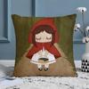 Cute Little Red Riding Hood Pillow Case Silky elegant Comfort Sofa Bed  Invisible zipper Beach pillowcase
