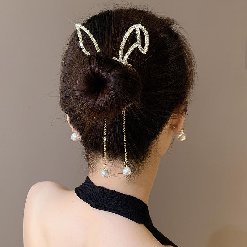 Tassel Rhinestone Cat Ears Hair Claw Clips Flower Horsetail Buckle Bun Ponytail Holder Hair Clip Women Female Hair Accessories