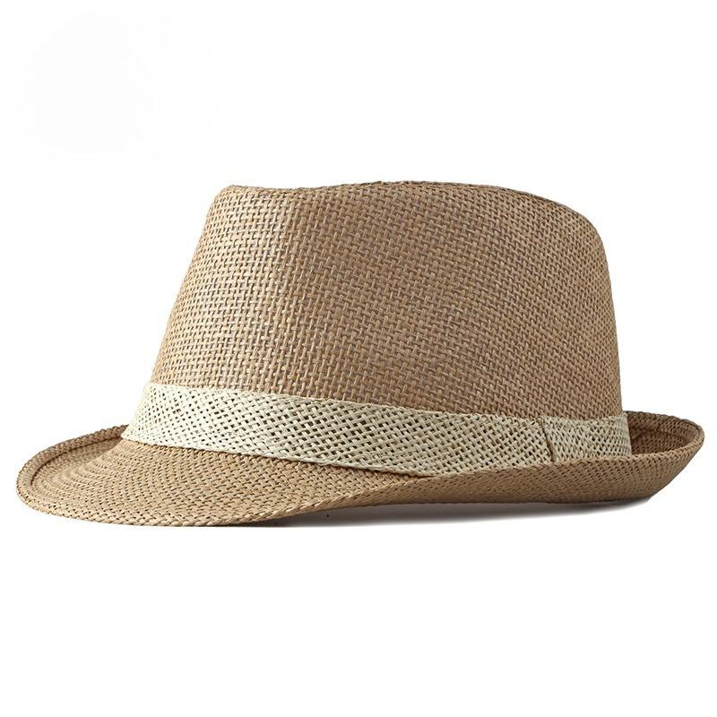 Summer Straw Fedora Hat for Men Women Breathable Mesh Jazz Hat Sun Protection Beach Sun Hat Vintage Panama Cap Casual Trilby
