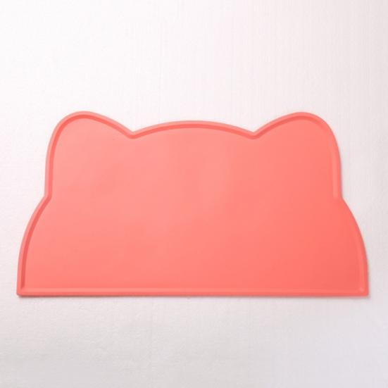 Waterproof Dog Food Mat Cat Face Design Silicone Pet Feeding Placemat with Raised Edge Non-slip Pet Bowl Mat for Dogs Cats