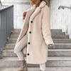 Women Trench Coat Plush Thicken Overcoat Autumn Winter Single-breasted Teddy Jacket Long