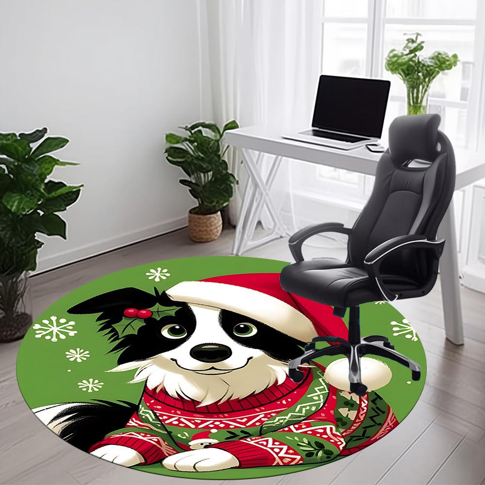 1PC Christmas Pet Office Round Area Rug,  Mat Suitable ForOffice, Under Office Chairs Bedroom Living Room Home Decor, Room Deco