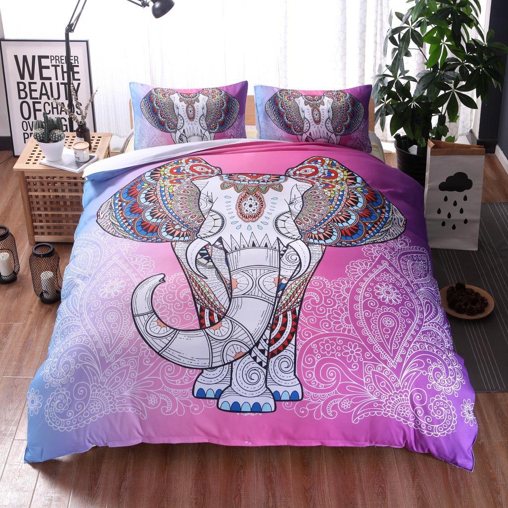 3D Elephant Theme Home Bedding Set Animal Print Quilt Cover Pillow Case 2/3 Piece Single/Double Duvet Cover AU Extra Large Decorative Duvet Cover