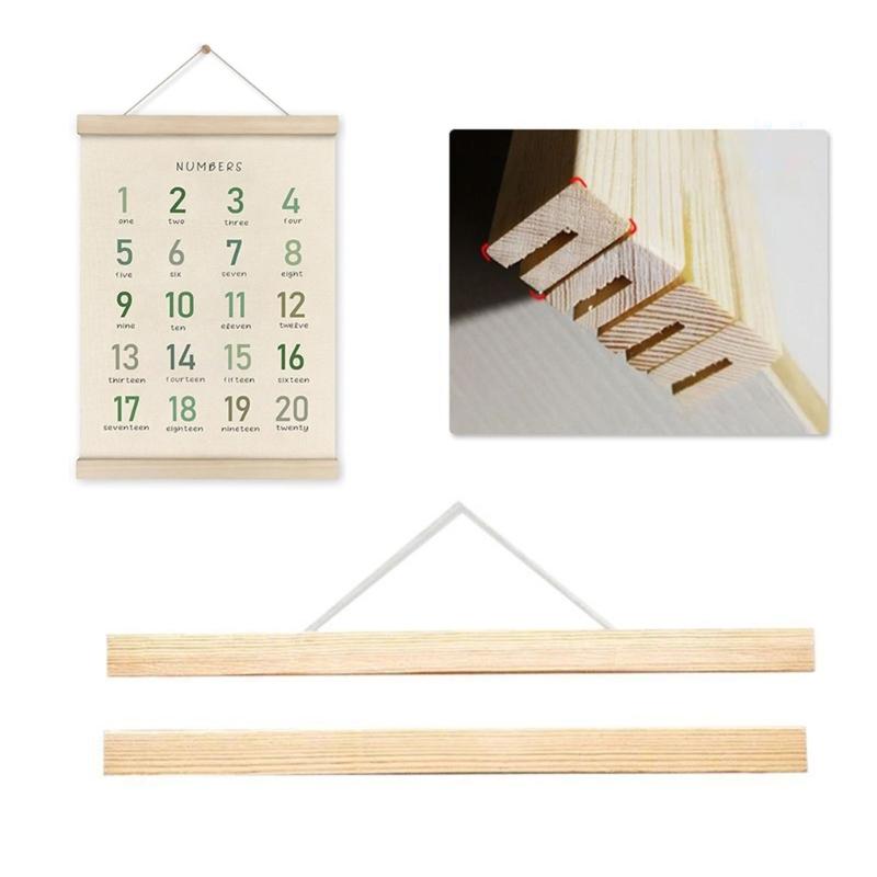 2Pieces Toddler Learning Alphabets and Number Posters with Wood Hanger Frame for Classroom and Playroom Nursery Decors