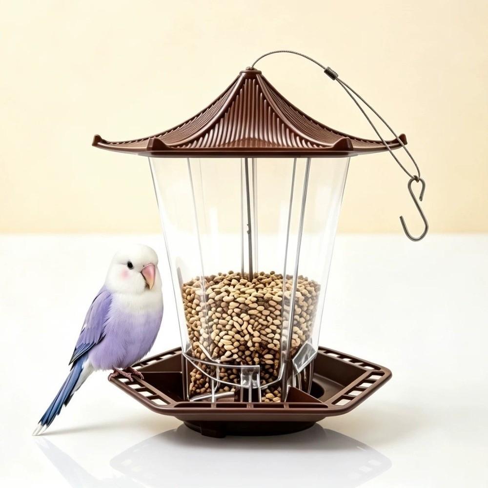 Pavilion Shape Garden Bird Food Tray Large Capacity Wild Feeding Station Yard Decoration