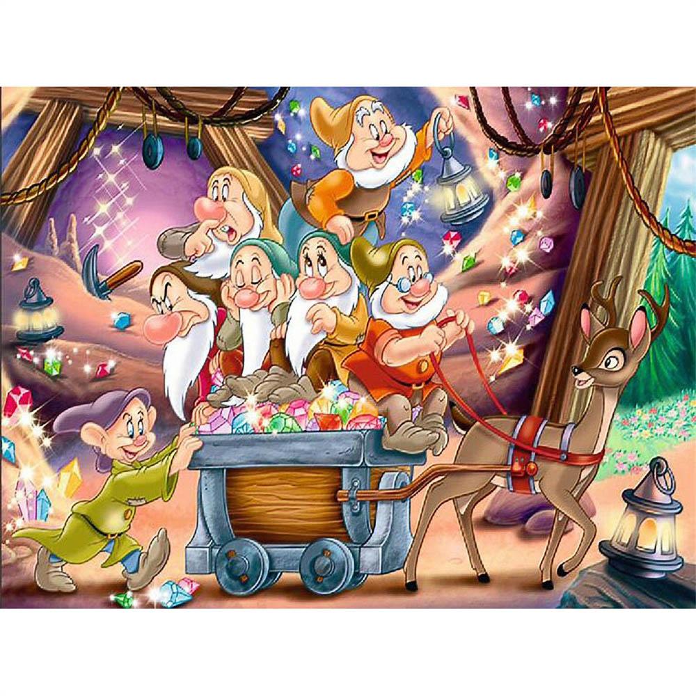 Disney Biancaneve e i Sette Nani Pittura Diamante 5D Piena di Diamanti Fai da Te Pittura Diamante Fatta a Mano Kit Pittura Decorativa Cartone Animato