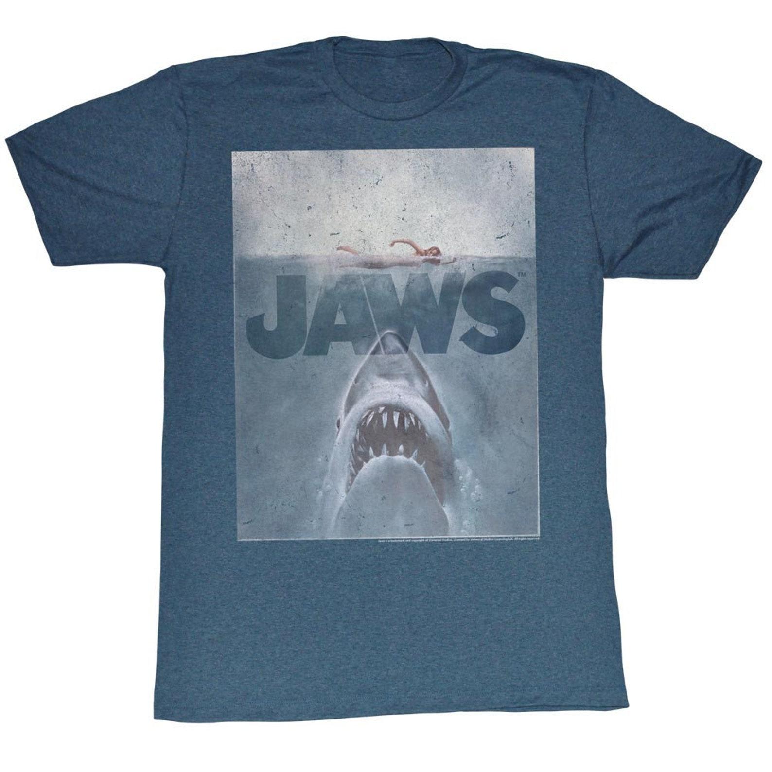 Jaws Transparent Navy Heather Adult T-Shirt 3XL