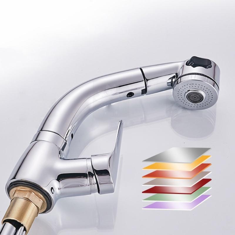Bathroom Pull Out Faucet Lift Up And Down Basin Faucet Rotatable Mixer Tap Stretchable Lavatory Sink Mixer Faucet