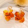 Summer Flower Earrings For Women Dopamine Vacation Style Exaggerated Starfish Earrings Hand Woven Lafite Grass Earrings For Women