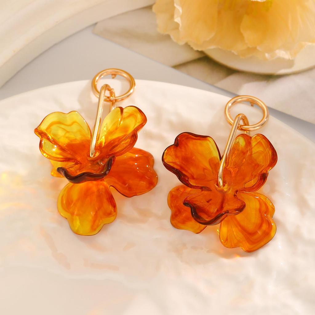 Summer Flower Earrings For Women Dopamine Vacation Style Exaggerated Starfish Earrings Hand Woven Lafite Grass Earrings For Women