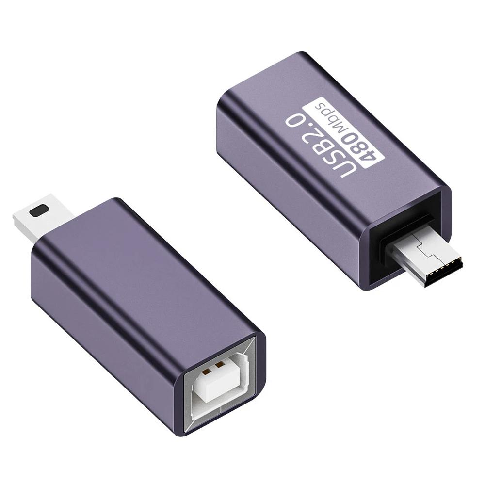 

USB-B Female to Mini USB Male 480Mbps Adapter Aluminum Alloy Connector for Electric Piano/Printer As Shown A