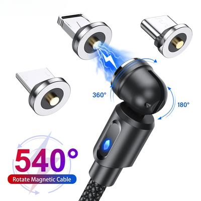 540 Degree Roating Magnetic Cable Micro USB Type C Phone Cable For iPhone 12 11 Pro Samsung Xiaomi USB Wire Cord Cable