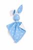 Doudou Conejo Peluche Doble Cara Algodón y Minky - Estrellas Azules - Blanco