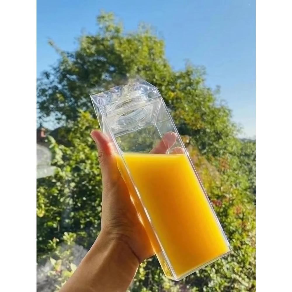 500/1000ml Melkekartong Vannflaske Gjennomsiktig Plast Bærbar Klar Boks For Juice Te Melkeflasker Drikkekopp