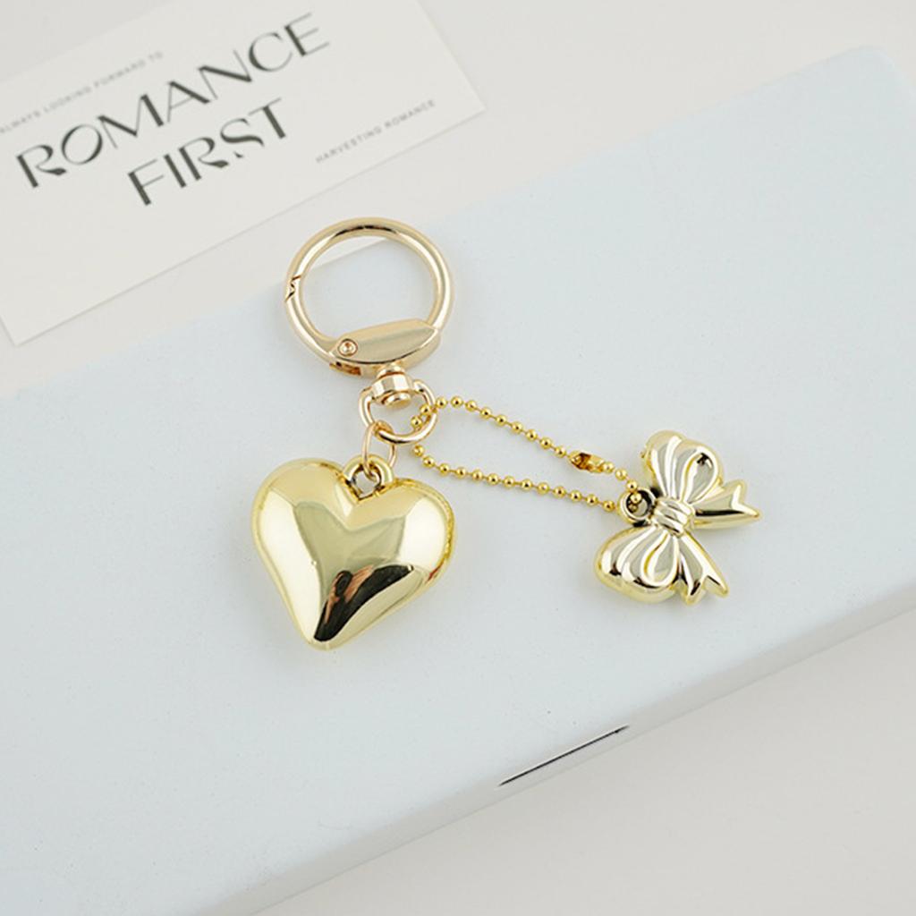 Lovely Heart Shaped Keychain Pendant Small Key Adornment Lightweight Keyring Charm Bowknot Key Pendant Metal Material