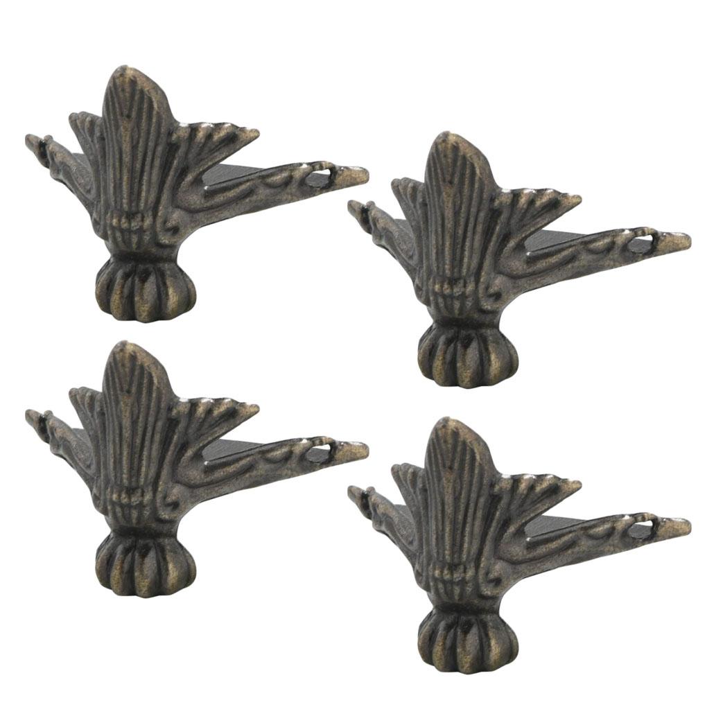 4PCS Antique Corner Protector Zinc Alloy Jewelry Box Wooden Case Decorative Feet Leg Metal Corner Protector Hardware Bracket