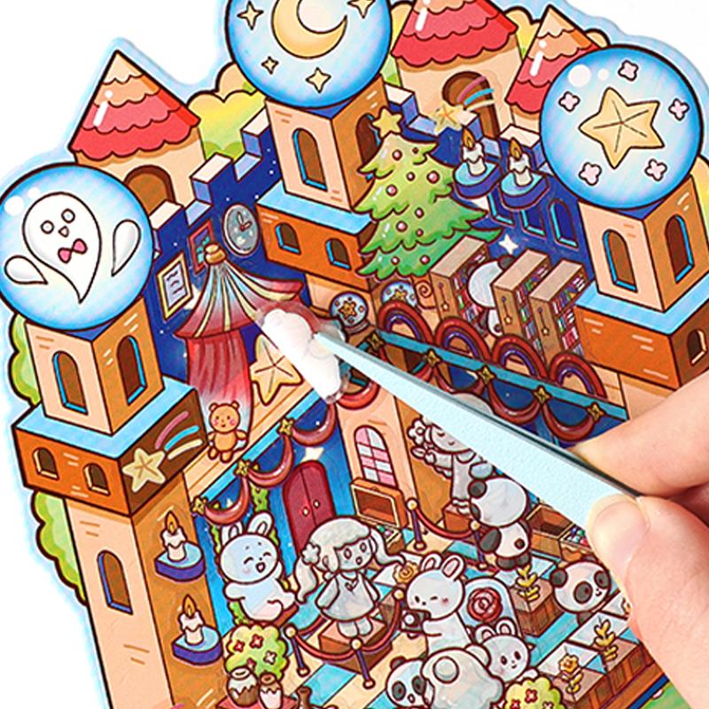 4 Style PET Material Stickers Children'S DIY Mini Cartoon 3D Landscaping Fun Collage background sticker Hand Account Accessories