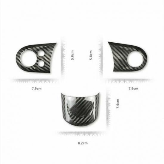 Real Carbon Fiber Car Steering Wheel Button Frame Sticker For Mini Cooper R55