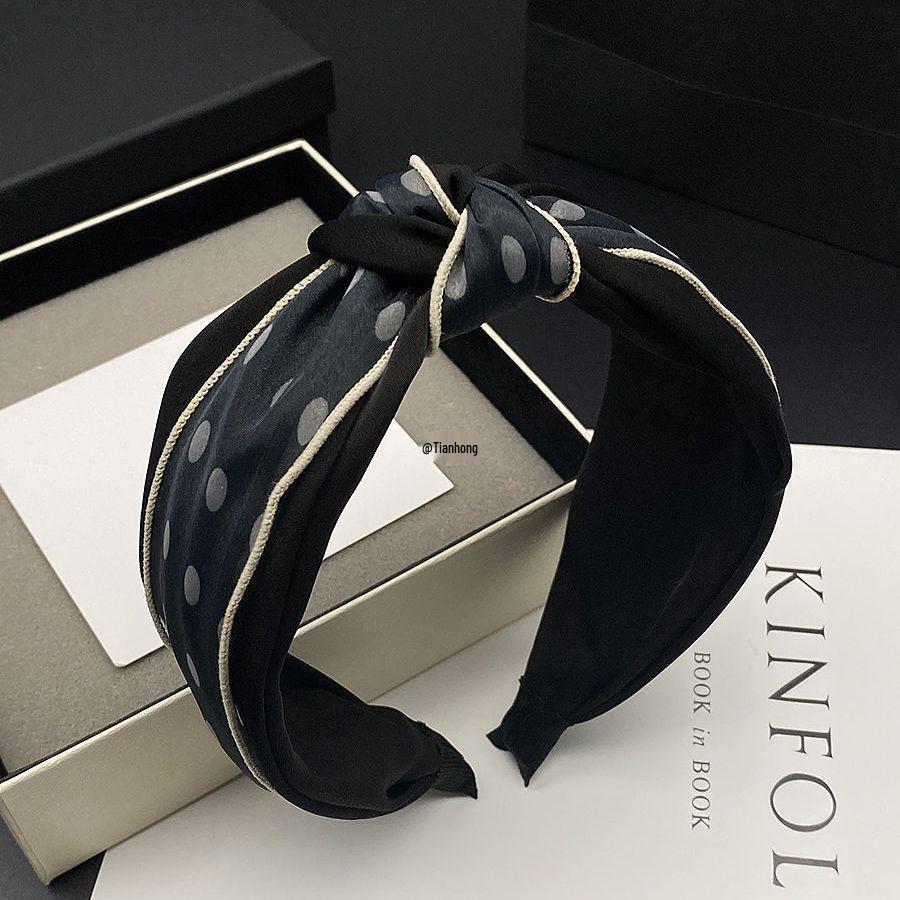 Original Korean Women's High Skull Top Wide Edge Knotted Headband for Face Washing