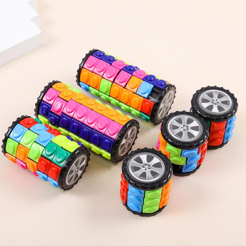 3D Corn Cube Tower 7 Layers Cylinder Stress Relief Decompression Toy Wheel Rotating Develop Intelligence DIY Cylindrical Puzzle