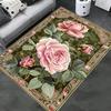 VIKAMA Pink Rose Pattern Rug Durable And Easy-To-Clean Floor Mat Suitable For Living Rooms And Bedrooms Home Decor