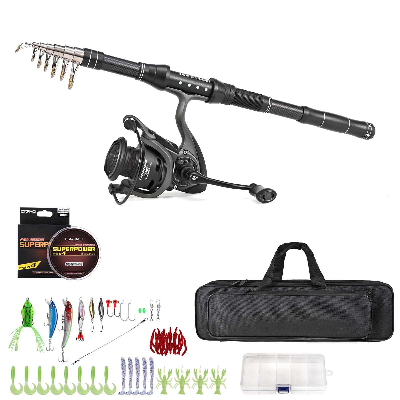 Телескопическая удочка и спиннинговая катушка, комплект рыболовных приманок для лески 28349-TA-240