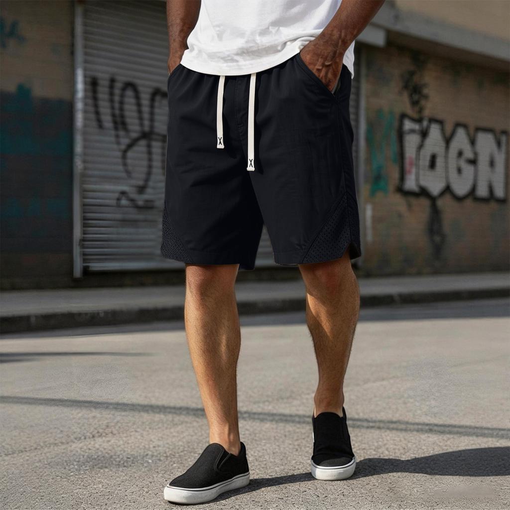 Men's Summer Loose Fit Casual Sports Shorts Drawstring Waist Straight Leg Breathable Lightweight Athletic Shorts for Outdoor Activities