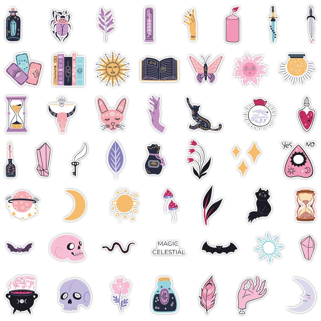 100 Sheets of Magician Witch Graffiti Stickers Suitcase Notebook Skateboard Mobile Phone Waterproof Decorative Stickers