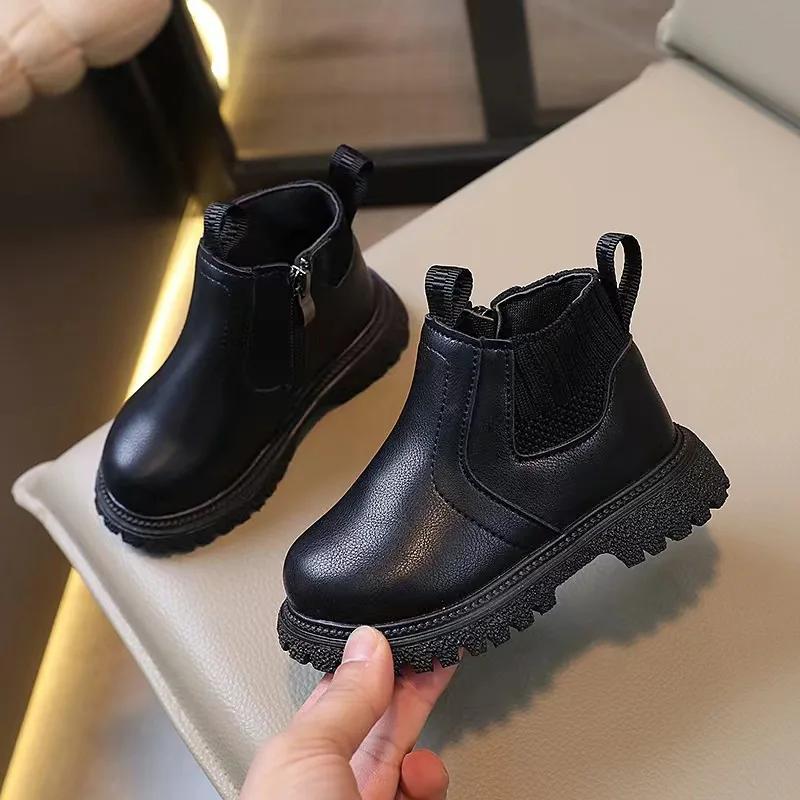 2024 Winter New Botas Para Mujer Children Shoes Simple Designer Soft Soled Ankle Boots Fashion Comfort Anti Slip Leather Boots