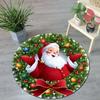 1Pcs Christmas Pattern Round Carpet Santa Claus Print Area Rug Chair Living Room Bedroom Hanging Basket Toddler Floor Decoration Rug