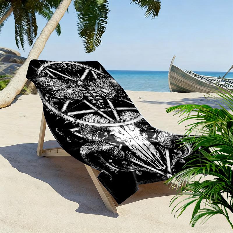 Totenkopf Satan Print Strandtuch, Großes Weiches Schnelltrocknendes Handtuch für Strand Camping Schwimmen