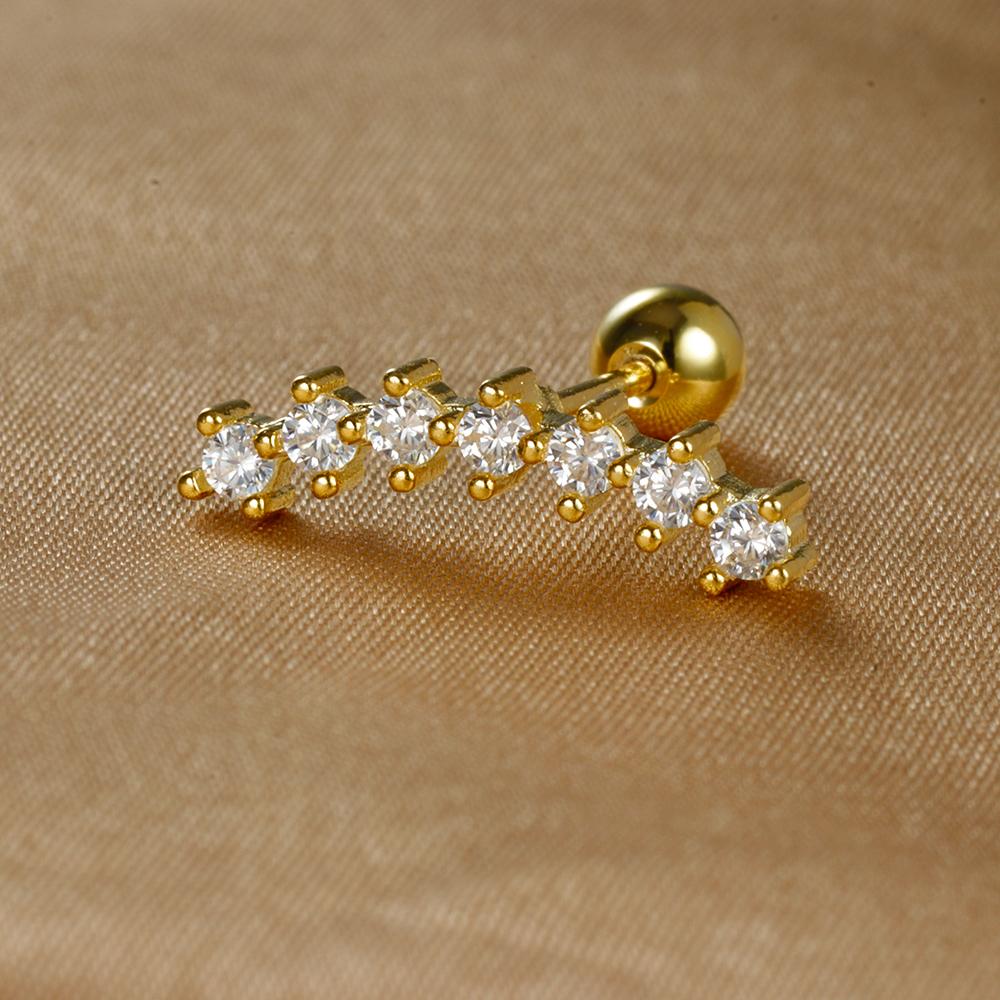 1 Stück Edelstahl Mond Kreuz Kleine Ohrstecker Winziger Zirkonia Ohrläppchen Tragus Helix Knorpel Piercing Ohrring Schmuck