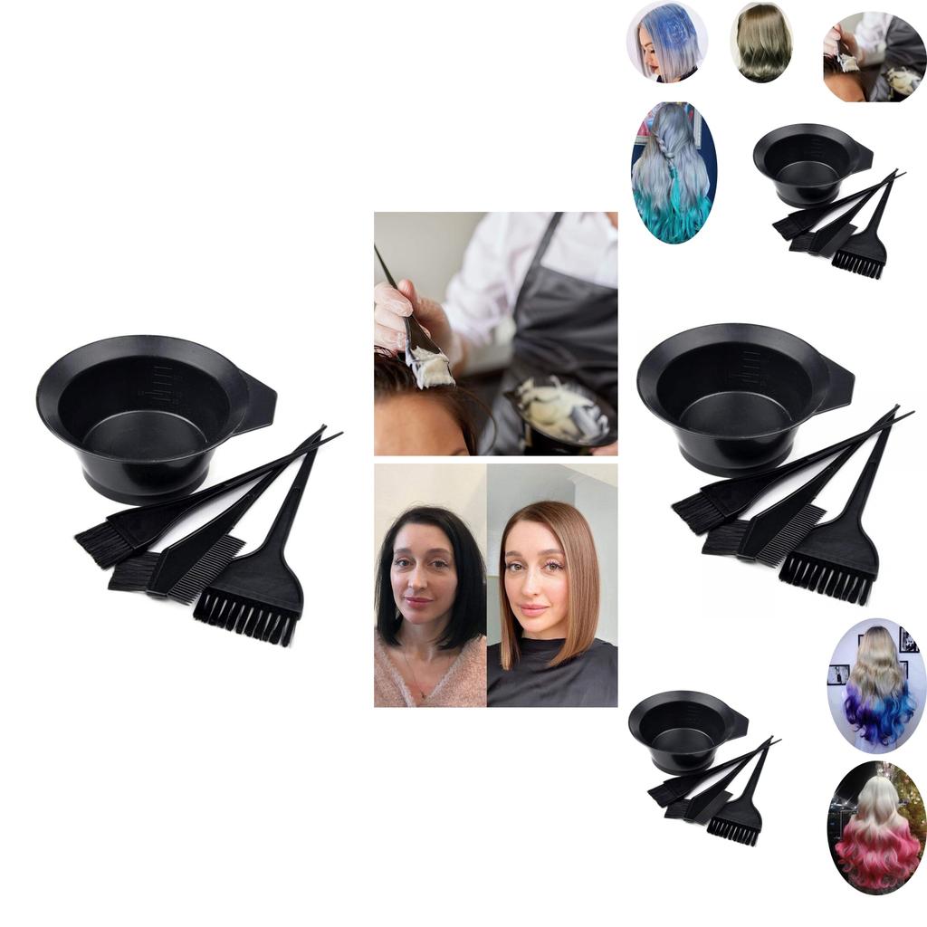 Pro Hair Coloring Accessory Kit 4-pack Hairdressing Brush Bowl Set For Salon Home Use