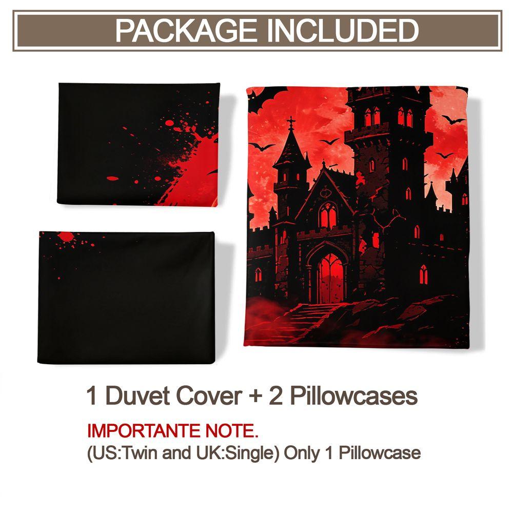Castle Bat Digital Print Duvet Cover Set No Filler Comforter Cover Bedding Set Halloween Gothic Horror Bedroom Decor