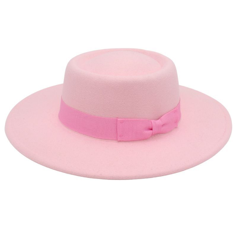 Popular Top Hat Versatile Bow Dome Convex Top Big Brim Fashion Casual Woolen Felt Hat Top Hat Hat