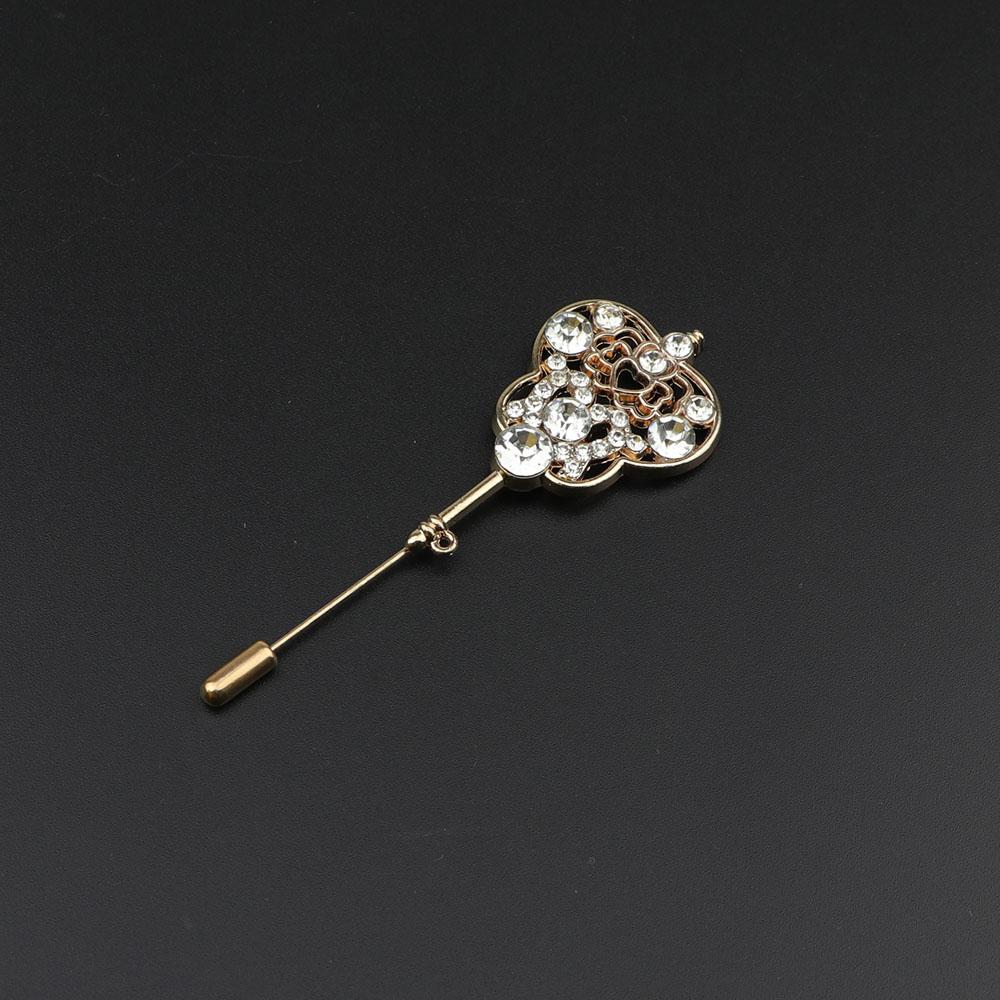 Men's Advanced Retro Breastpin Pin Golden Jewelry Rose Flower Banquet Brooch Stick Corsage Collar Pins Shirt Accessory Gift