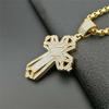 Collana Hip Hop Iced Out Bling Croce di Gesù Colore Oro Acciaio Inossidabile Cristiana Grande per Uomo Gioielli Religiosi Regalo Maschile